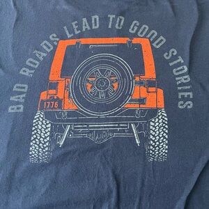 Nine Line Jeep Bad Roads TShirt Navy Blue Size XL 100% cotton Made in USA EUC